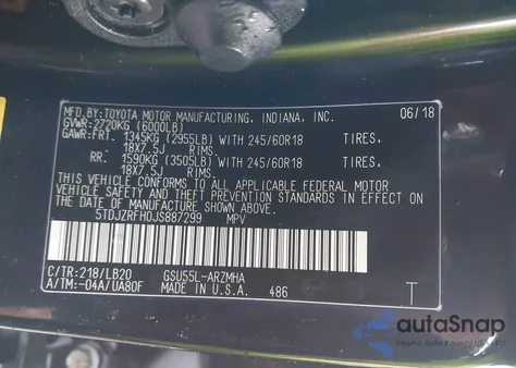 2018 Toyota Highlander Xle from USA, damaged, VIN 5TDJZRFH0JS887299